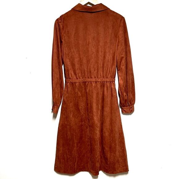 Revolve Alexia Admor Hailey Micro Suede MIDI Dress Copper Sz 8 - Picture 5 of 10